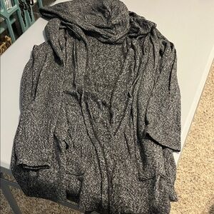 Cozy Gray Hooded Long Cardigan